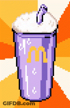 A Pixel Art Illustration Of A Purple Mcdonald 'S Milkshake GIF