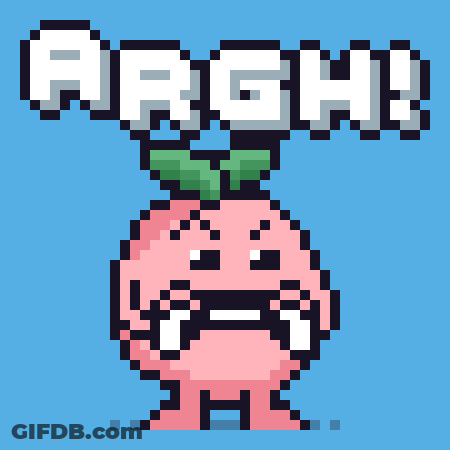 A Pixel Art Illustration Of A Red Apple With The Word Argh Written Above It GIF