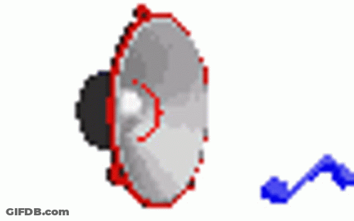 A Pixel Art Illustration Of A Speaker With A Blue Wave Coming Out Of It GIF