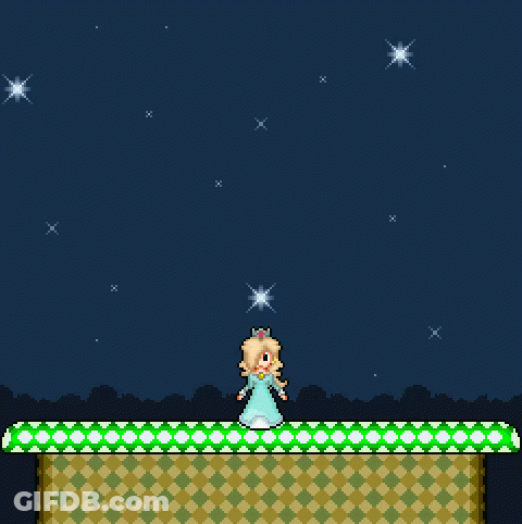 A Pixel Art Illustration Of Princess Rosalina Sitting On A Green Platform . GIF