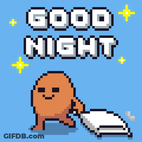 A Pixel Art Illustration That Says Good Night With A Ghost Holding A Towel GIF