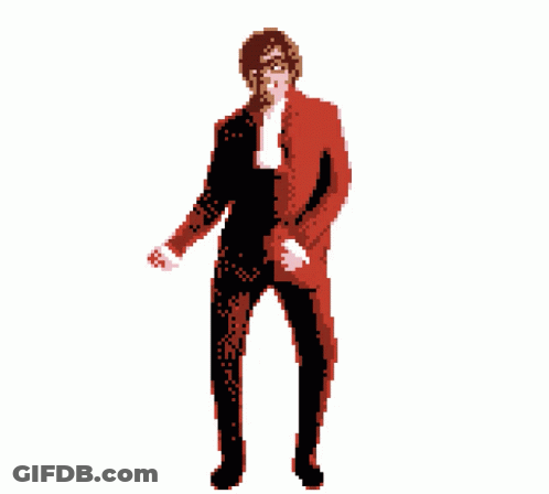 A Pixel Art Image Of A Man In A Red Suit GIF