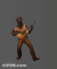 A Pixel Art Image Of A Man Playing A Guitar GIF