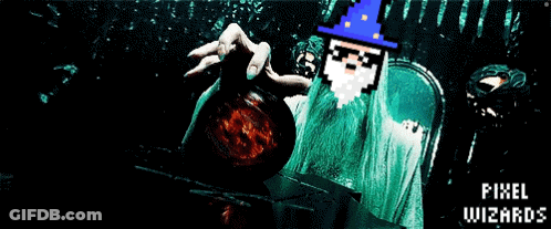 A Pixel Art Image Of A Wizard With The Words Pixel Wizards Below Him GIF