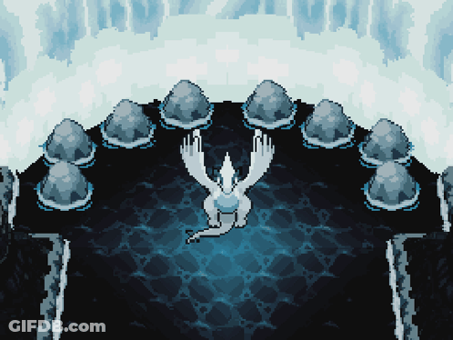A Pixel Art Of A Bird In A Cave GIF