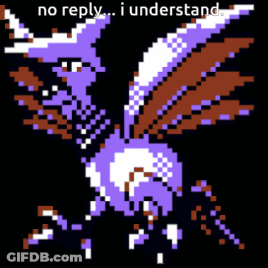 A Pixel Art Of A Bird With The Words " No Reply ... I Understand " Below It GIF