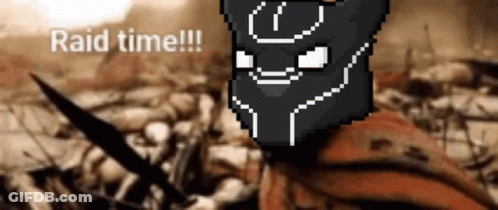 A Pixel Art Of A Black Panther With The Words Raid Time GIF