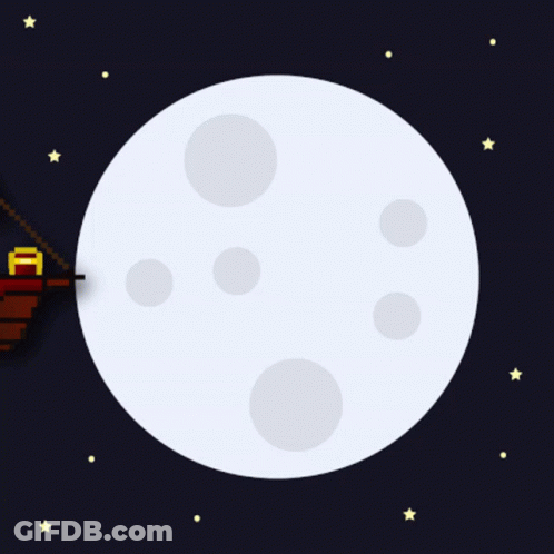 A Pixel Art Of A Boat With The Words Sea Rovers Sailing To The Moon On The Bottom GIF