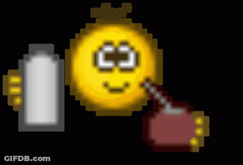 A Pixel Art Of A Bottle And A Coin With A Ff On It GIF