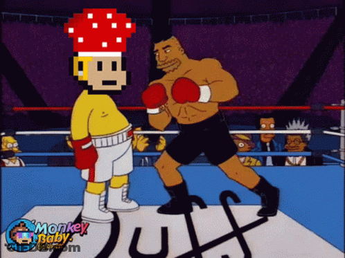 A Pixel Art Of A Boxing Match With The Words Monkey Baby Written On The Bottom GIF