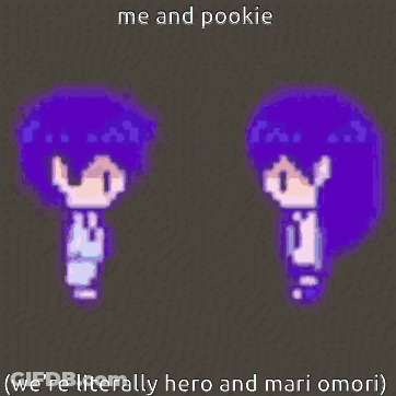 A Pixel Art Of A Boy And A Girl With The Words Me And Pookie Above Them GIF