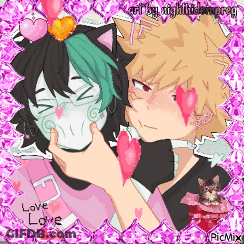 A Pixel Art Of A Boy Kissing A Girl With The Words Love Love On The Bottom Right GIF