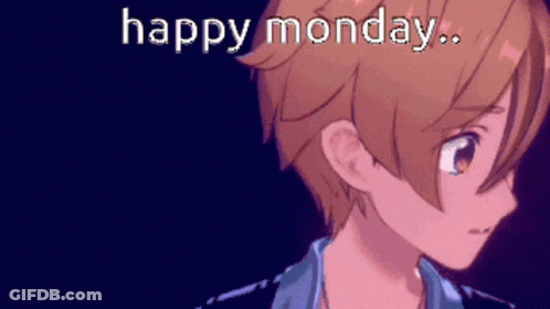A Pixel Art Of A Boy With The Words Happy Monday GIF