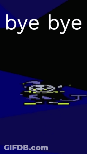A Pixel Art Of A Cane With The Words Bye Bye On It GIF