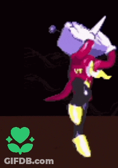 A Pixel Art Of A Cartoon Character Dancing With A Green Heart In The Foreground GIF