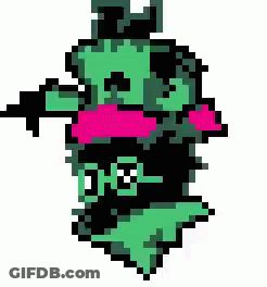 A Pixel Art Of A Cartoon Character Holding A Gun GIF