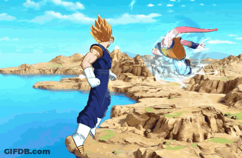 A Pixel Art Of A Cartoon Character Standing On A Rock GIF