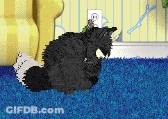 A Pixel Art Of A Cat Laying On A Blue Rug GIF