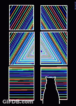 A Pixel Art Of A Cat Looking Out Of A Window With A Black Background And The Words Glitchfire At The Bottom GIF