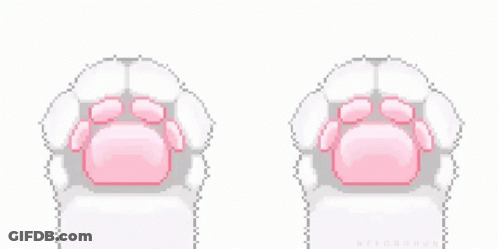 A Pixel Art Of A Cat 'S Paws With Pink Spots On Them . GIF
