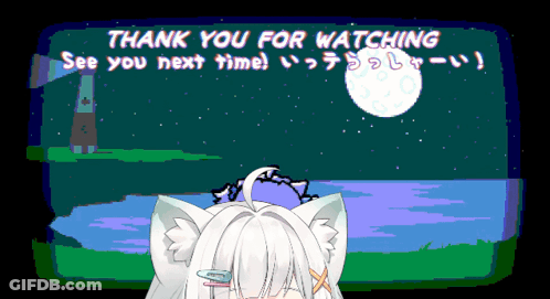 A Pixel Art Of A Cat Says Thank You For Watching GIF