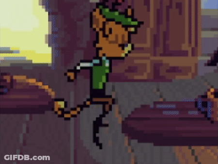 A Pixel Art Of A Cat Wearing A Green Hat And Holding A Cup GIF
