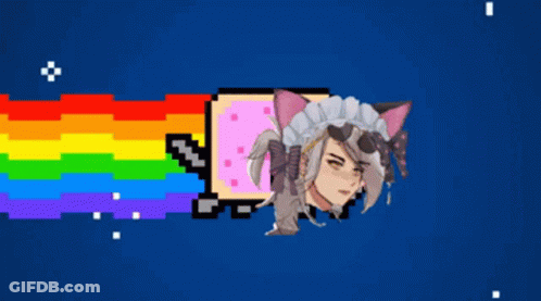 A Pixel Art Of A Cat With A Rainbow Coming Out Of It 'S Mouth GIF