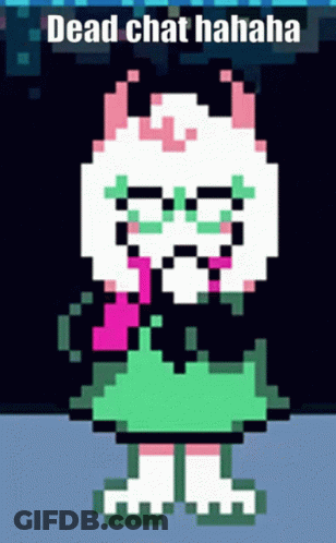 A Pixel Art Of A Cat With The Words Dead Chat  Hahaha GIF