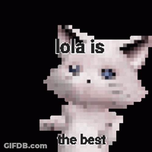A Pixel Art Of A Cat With The Words Lola Is The Best GIF