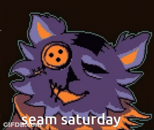 A Pixel Art Of A Cat With The Words Seam Saturday On It GIF