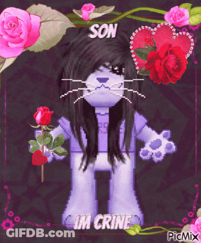 A Pixel Art Of A Cat With The Words Son Im Crine On It GIF