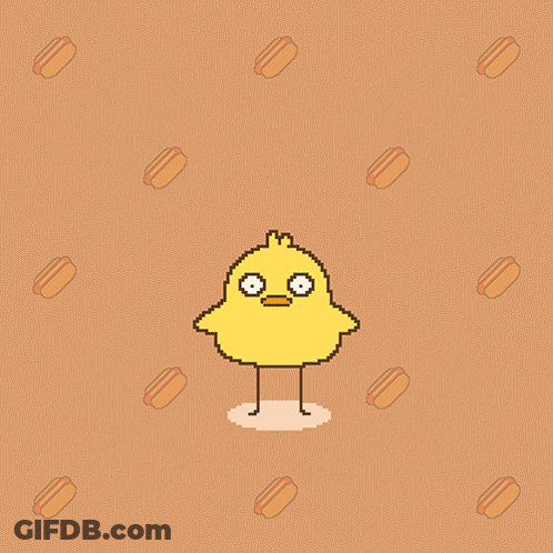 A Pixel Art Of A Chicken Sitting On A Pile Of Hot Dogs Says Happy Hot Dog Day GIF