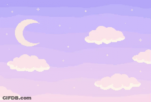 A Pixel Art Of A Crescent Moon And Clouds GIF