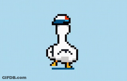 A Pixel Art Of A Duck With A Hat On Its Head GIF