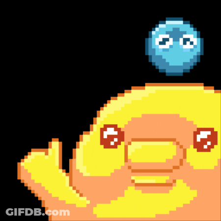A Pixel Art Of A Duck With Tears Coming Out Of It 'S Eyes GIF