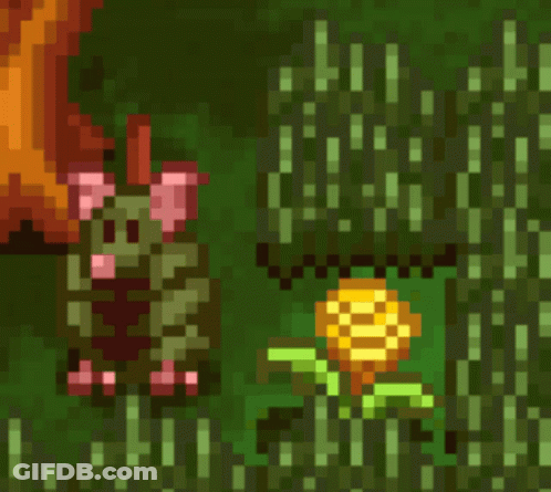 A Pixel Art Of A Flower And A Frog GIF