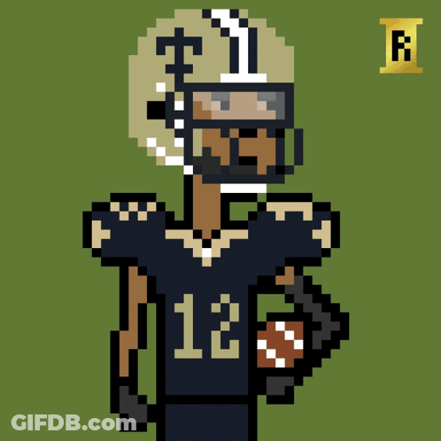 A Pixel Art Of A Football Player With The Number 12 On His Shirt GIF