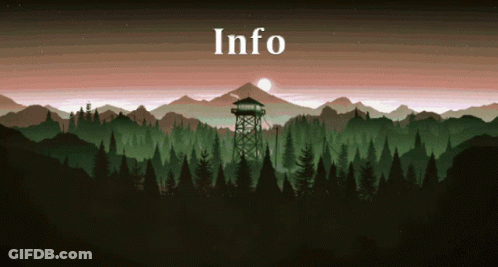 A Pixel Art Of A Forest And Mountains With The Words Info Below It GIF