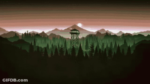A Pixel Art Of A Forest With A Tower In The Middle GIF