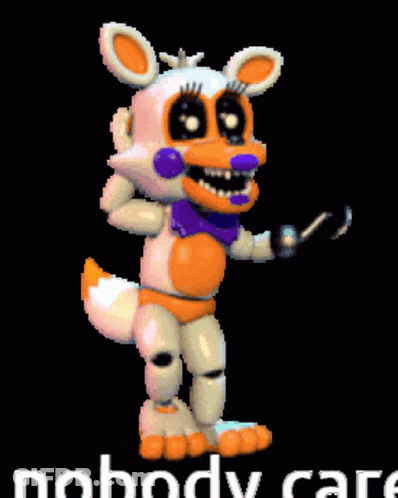 A Pixel Art Of A Fox Holding A Hook With The Words Nobody Care Below It GIF