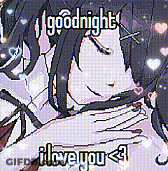 A Pixel Art Of A Girl Saying Goodnight I Love You < 3 . GIF
