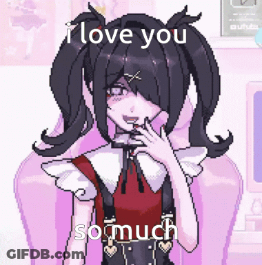 A Pixel Art Of A Girl Saying I Love You GIF