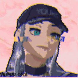 Pixel Art Girl Wearing Black Hat Says Young GIF