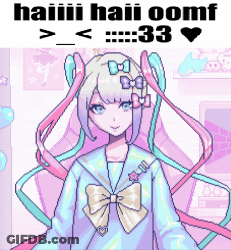 A Pixel Art Of A Girl With A Bow In Her Hair GIF