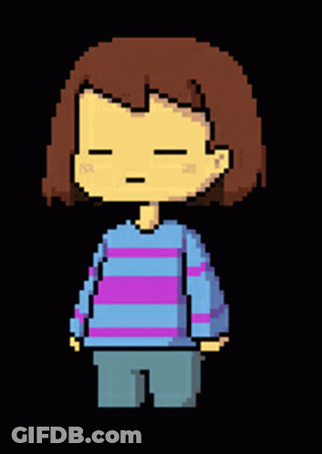A Pixel Art Of A Girl With A Striped Shirt GIF