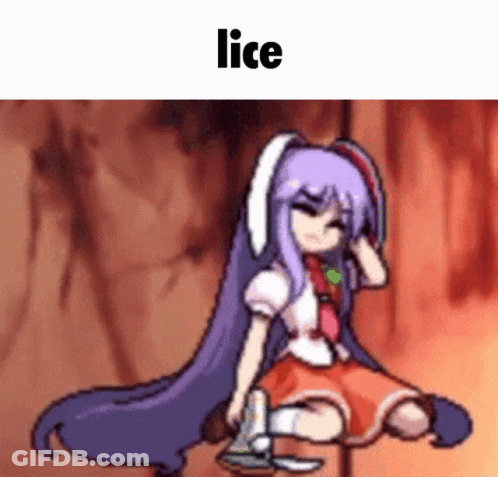 A Pixel Art Of A Girl With Long Purple Hair And Bunny Ears Sitting Down . GIF