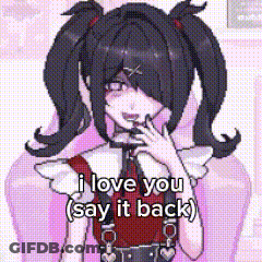 A Pixel Art Of A Girl With Pigtails And The Words `` I Love You Say It Back '' . GIF