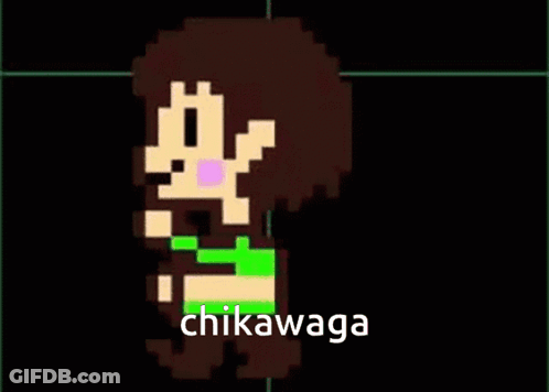 A Pixel Art Of A Girl With The Name Chikawaga Written On The Bottom GIF