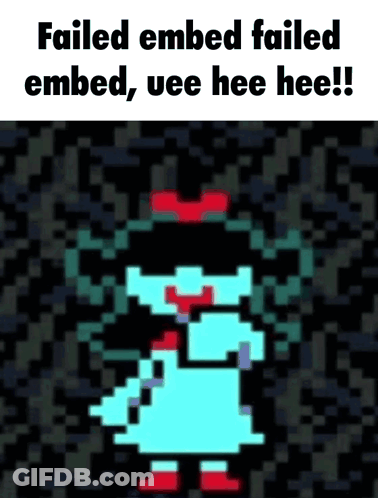 A Pixel Art Of A Girl With The Words " Failed Embed Failed Embed , Uee Hee Hee !! " GIF