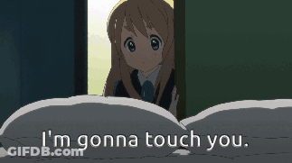 A Pixel Art Of A Girl With The Words " I 'M Gonna Touch You " GIF